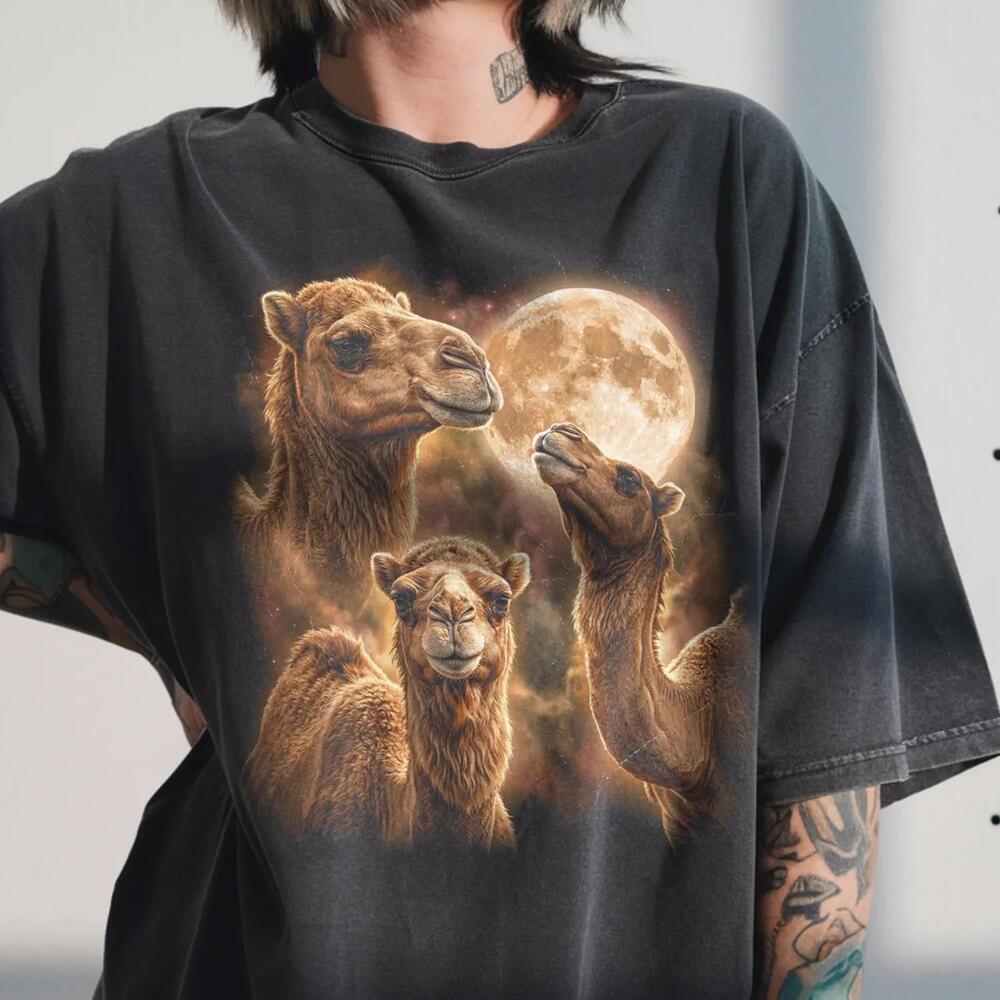 Three Camel Moon Shirt, Funny Hump Day, Retro 90S Desert Animal